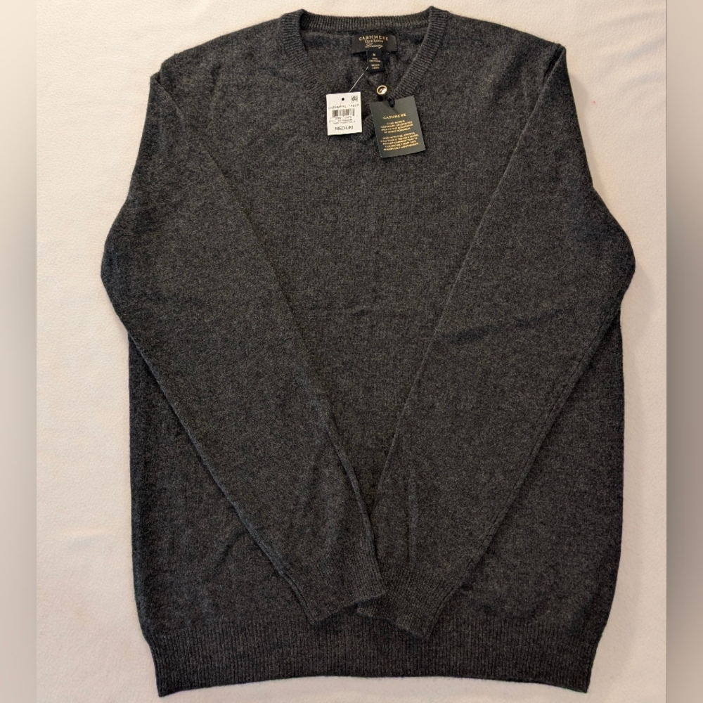 NWT! Men's 100% Cashmere Club Room Dk Charcoal Sweater-Size M